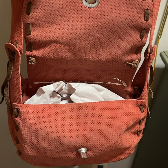 One of a kind, coral and brown trim Shoulder Bag - Picture 5 of 10